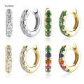 FUAMAY 2022 Huggie Earrings Minimalist Gold Rainbow Diamond White Emerald Green Stone Earrings Hoops Silver Jewelry Gold Plating