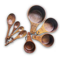 Eco Friendly Coffee Measuring Set 8 Pieces Baking Tools Kitchen Acacia Wood Measuring Cup Spoon Set