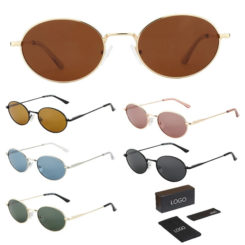 2025 Unisex Retro Vintage Small Oval Sunglasses Classic Style Polarized UV 400 Glasses Available Black Gold Silver Yellow Men
