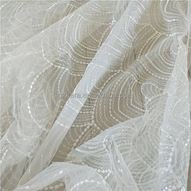 New Collection Couture Luxury White Tulle Lace Fabric French Tulle Lace Embroidery for Bride Wedding