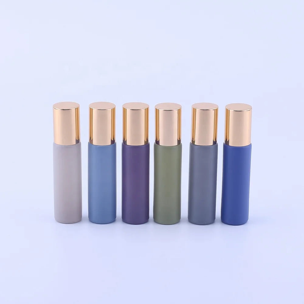 10ml Glass Roll on Bottle Perfume Bottle doterra Essential Oil Bottle with Gold Cap and Steel Roller