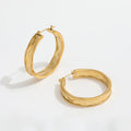 JLE0247 JOOLIM  18K PVD Tarnish Free Big Large Unique Hammered  Round  Stainless Steel Hoop Earring