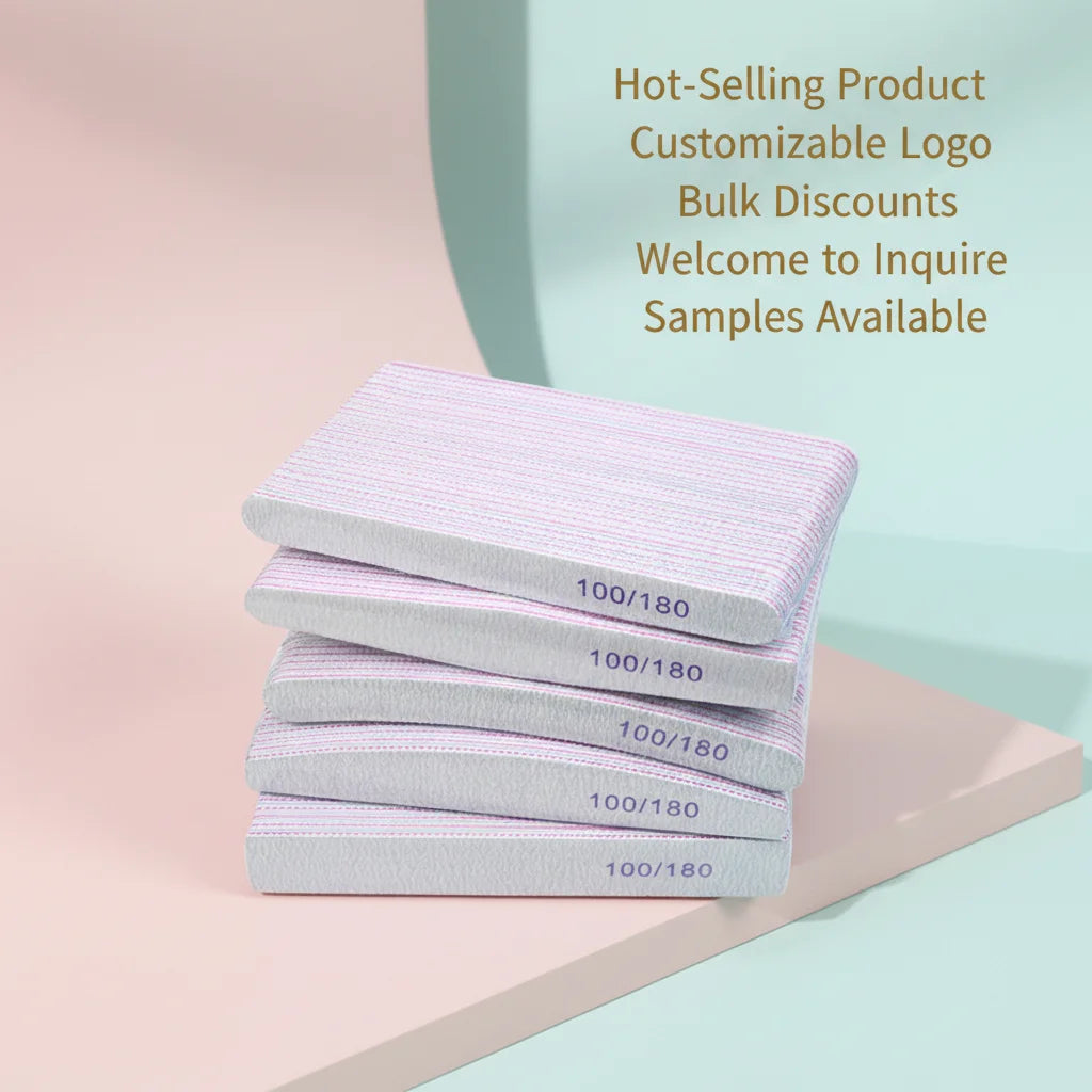 Hot Sale Logo Nail Care Salon Shinning Polish Nail 80 100 120 180 240 Grits Sanding Paper Nail File