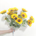 Faux 8 Heads Sunflower Artificial Sunflower Bouquet High Simulation Artificial Flower for Wedding Home Decor