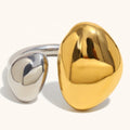 Ding Ran Wholesale Double Color Open Rings Gold Plated Stainless Steel Waterproof Rings Accessories for Men