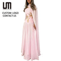 New Arrival 2025 Women's Elegant Pleated Chiffon Long Dress Simple Casual Party Wear Evening Gown