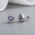 Women's AAA Zircon Silver Square Stud Earrings S925 Sterling Silver Stud Earring Women'S Aaa Zircon Fashionable Elegance