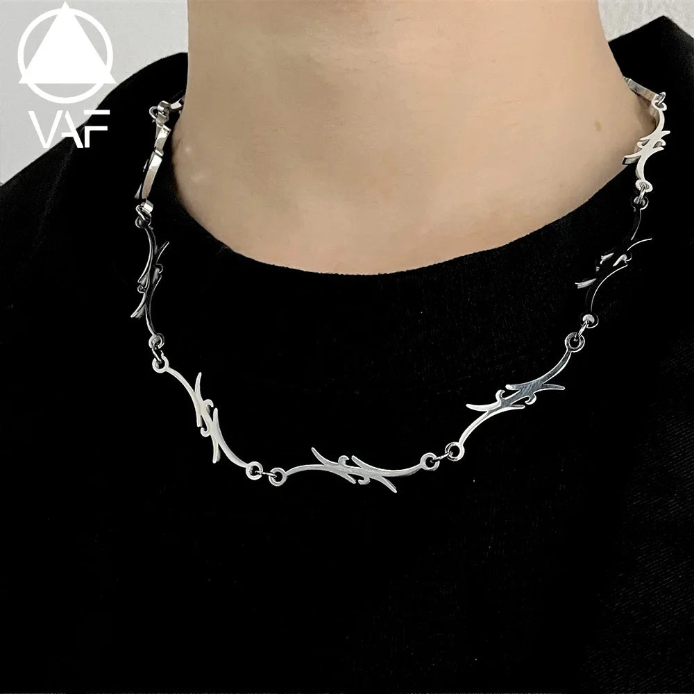 VAF 40CM/50CM+5CM Extension Chain Crescent Moon Necklace Stainless Steel Necklace for Men Women Girls