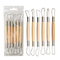 6-Piece Stainless Steel Double-Ended Clay Sculpting Knife with Wooden Handle Flat Wire Repair Blank Tool Scraper Art Supply Tool
