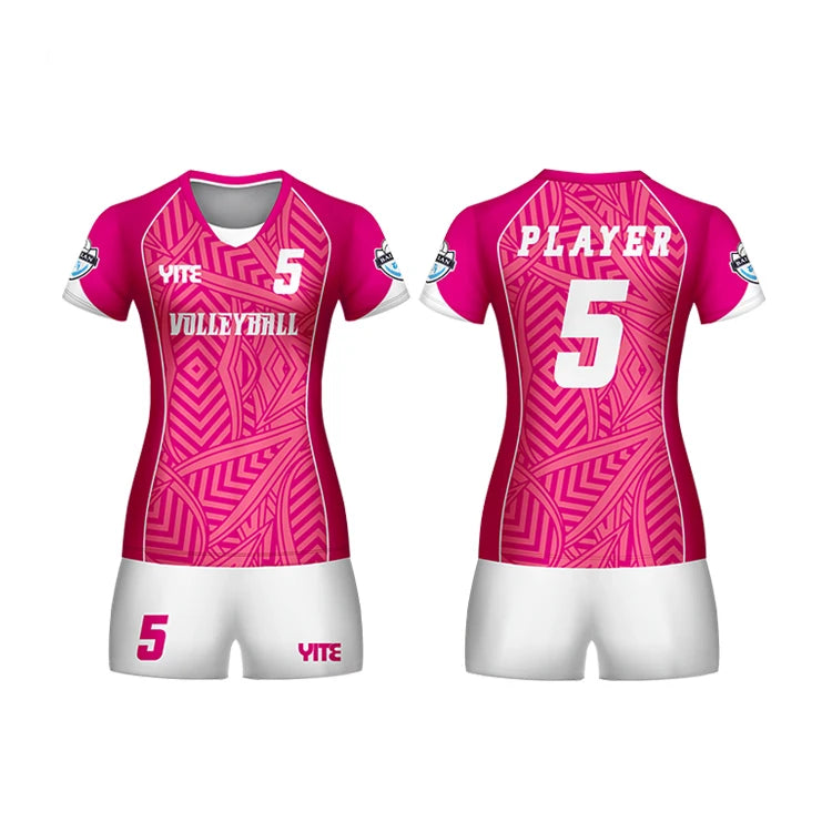Custom Sublimation Volleyball Jersey Women Design Pink Color