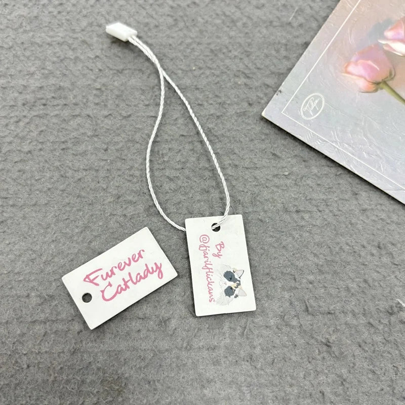 Personalized Tiny Jewelers Hang Tags Jewelry Hang Tag Label Custom Clothes Hanging Price Paper Tags for Clothing