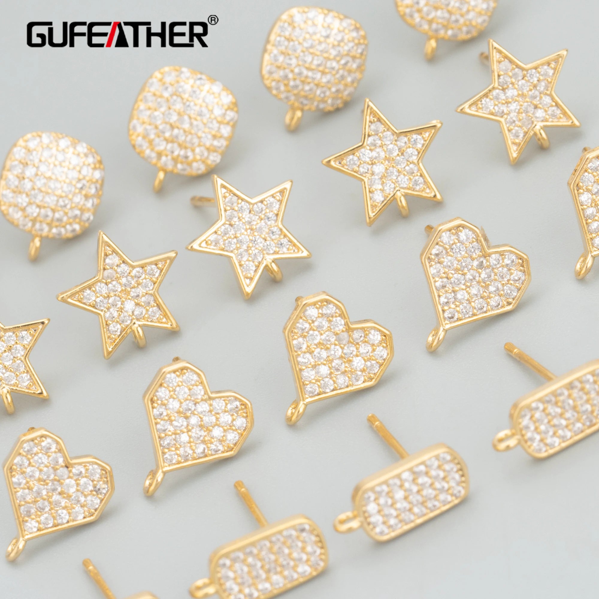 MC81 6pcs/lot DIY Jewelry Accessories 18k Gold Rhodium Plated Copper Zircons Handmade Metal Chars for Earrings Findings