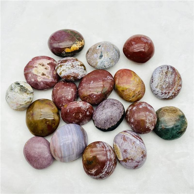 Wholesale Natural Crystal Oval Pocket Stone Ocean jasper Palm Stone for Decoration