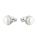 Custom 925 Sterling Silver Earrings Aaa Cubic Zirconia Elegant Freshwater Pearl White Gold Earring