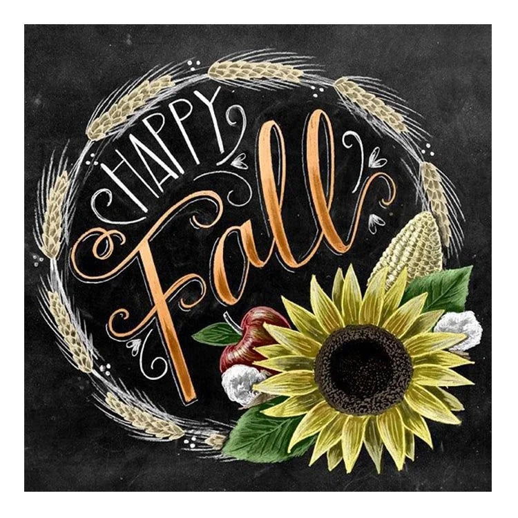 Ever Moment Diamond Painting Blackboard Happy Fall Sunflower Full Square Drill Wall Arts 3F1914