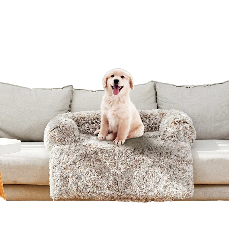 Customization Solid Cloth Pet Sofa Long Plush Waterproof Dog Couch Cover Pet Mattress Removable Washable Cushion Pet Bed