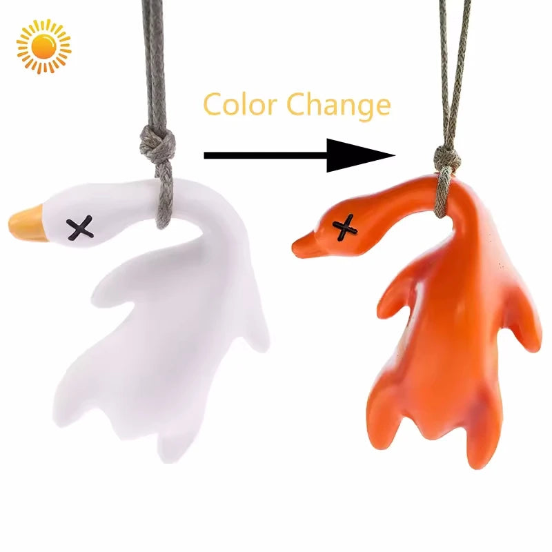 Funny Color Changing Swing Duck Car Pendant Roasted White Roast Duck Interior Decor for Wedding and Baptism