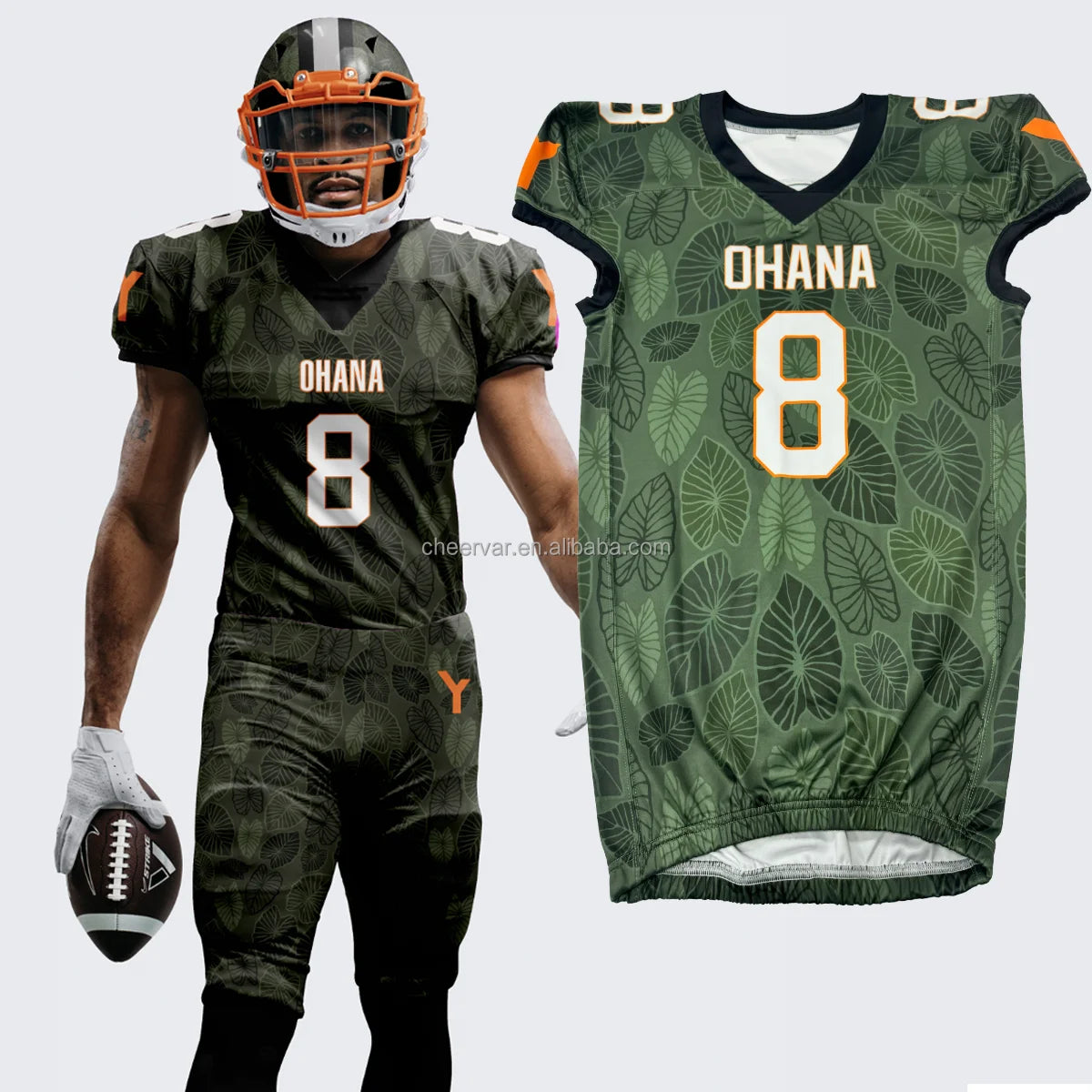 Customised American Football Uniform Sets Adult College Jerseys Short Sleeves Breathable 100% Polyester Digital Print
