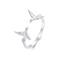 Women 925 Sterling Silver Adjustable Kingfisher Ring Dainty Stackable Rings Cute Animal Ring for Bird Lovers SCR1006-E