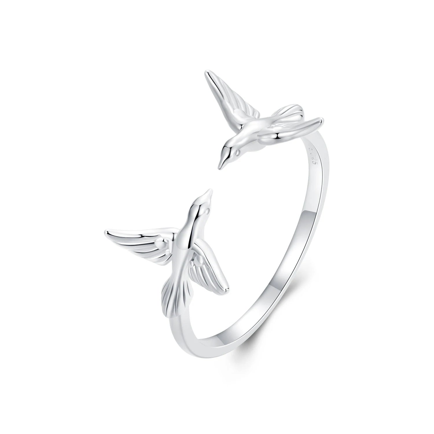 Women 925 Sterling Silver Adjustable Kingfisher Ring Dainty Stackable Rings Cute Animal Ring for Bird Lovers SCR1006-E
