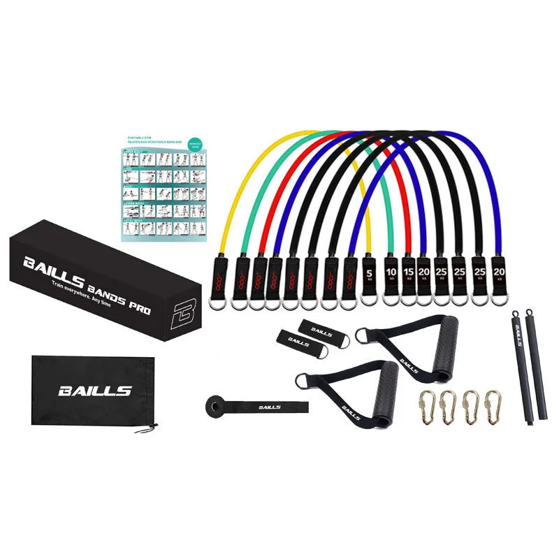 Custom 450lbs Exercise Resistance Band Set 11pcs Toning Tubes for Yoga Latex Material with Handles Door Anchor Storage Bag