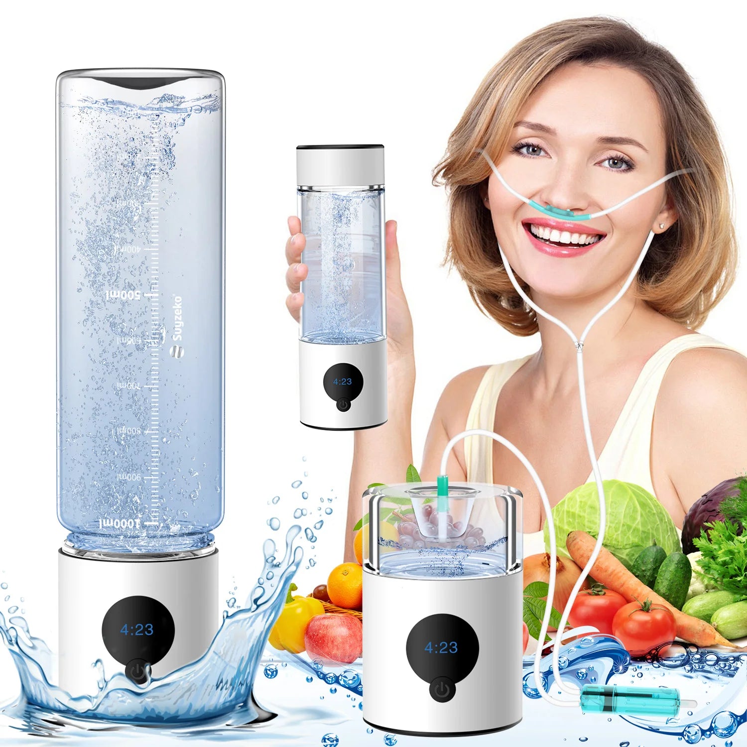 No BPA Hydrogen Rich Water Cup Portable Hydrogen Gas Generator Hydrogen Water Bottle With Inhaler Function