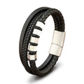 Fashion Alloy Titanium Steel Handmade Braided Genuine Leather Bracelet Personalized Jewelry Leather Magnetic Clasp Bracelet