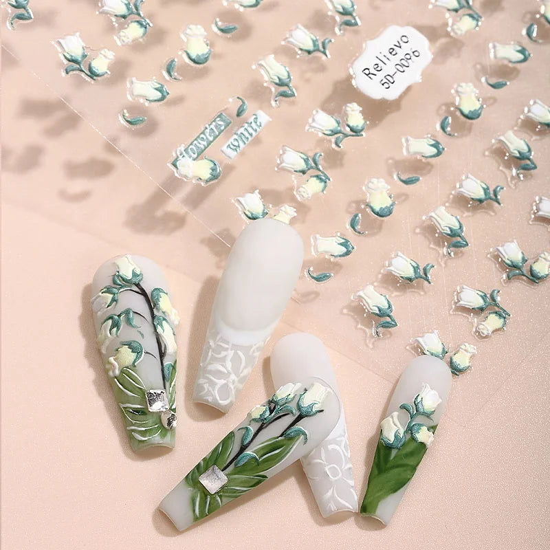 Zhengxiang High-quality 5D Christmas Nail Salon Decorative Stickers Eco-friendly Plastic Decals