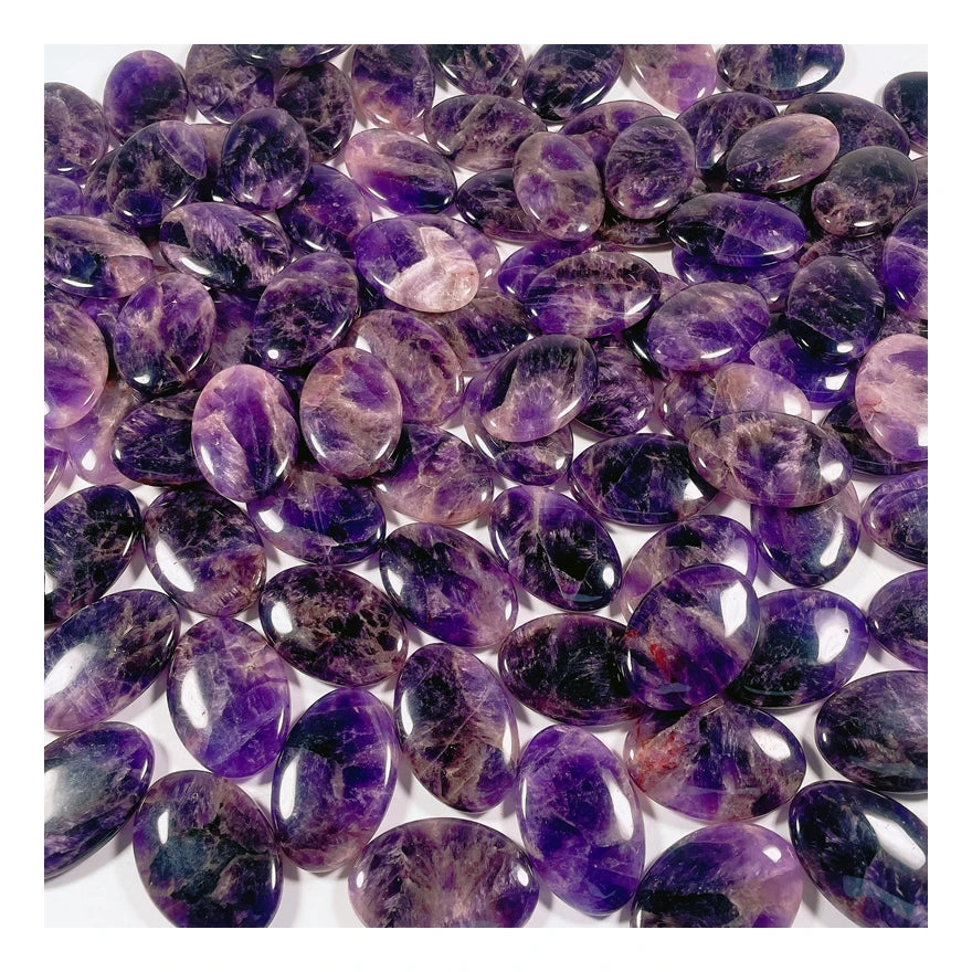 Hongzhuo Amethyst Palm Stones Natural Polished Decorative Reiki Crystal Pocket Stone for Meditation