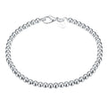 Fashion Geometric Silver Color 4MM Beads Chain Women Beautiful Elegant Bracelet
