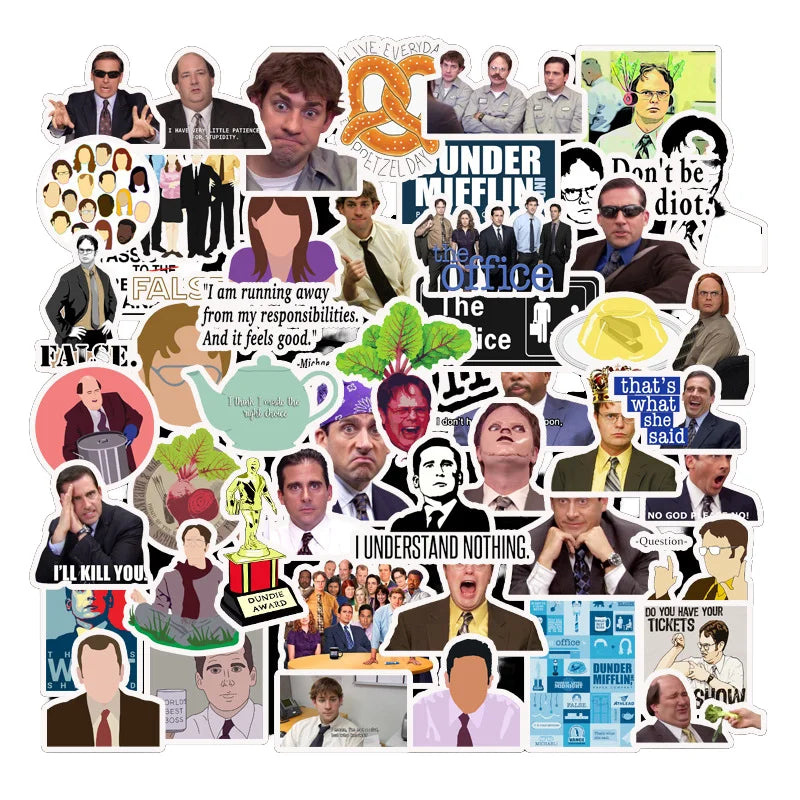 100Pcs TV Show Office Graffiti Stickers Suitcase Skateboard Guitar Decorative Stickers DIY Waterproof Gift Sticker for Kids