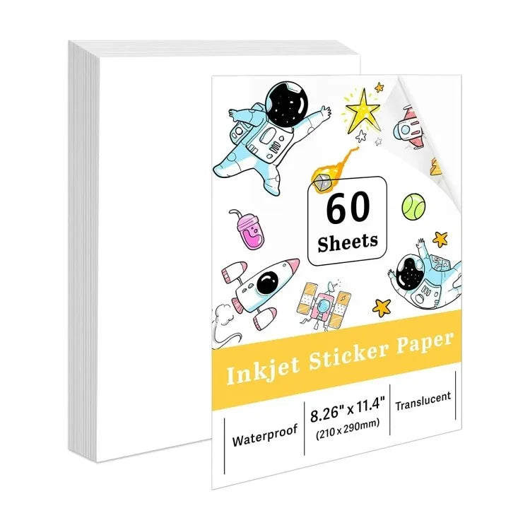 A4 Printable Clear Vinyl Sticker Paper 50% Transparent Waterproof PET Material Glossy Surface for Inkjet Printer
