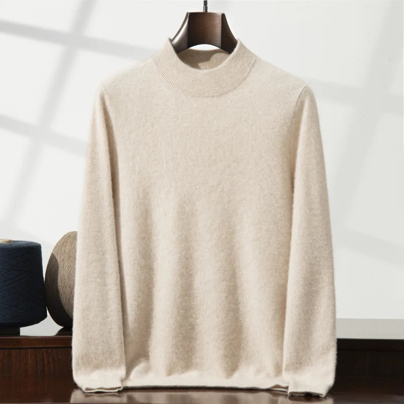 Custom Logo Cashmere Jacquard Luxury Anti-Wrinkle Winter Men's Pullover Sweater Knit Long Sleeve Brand Jumpers