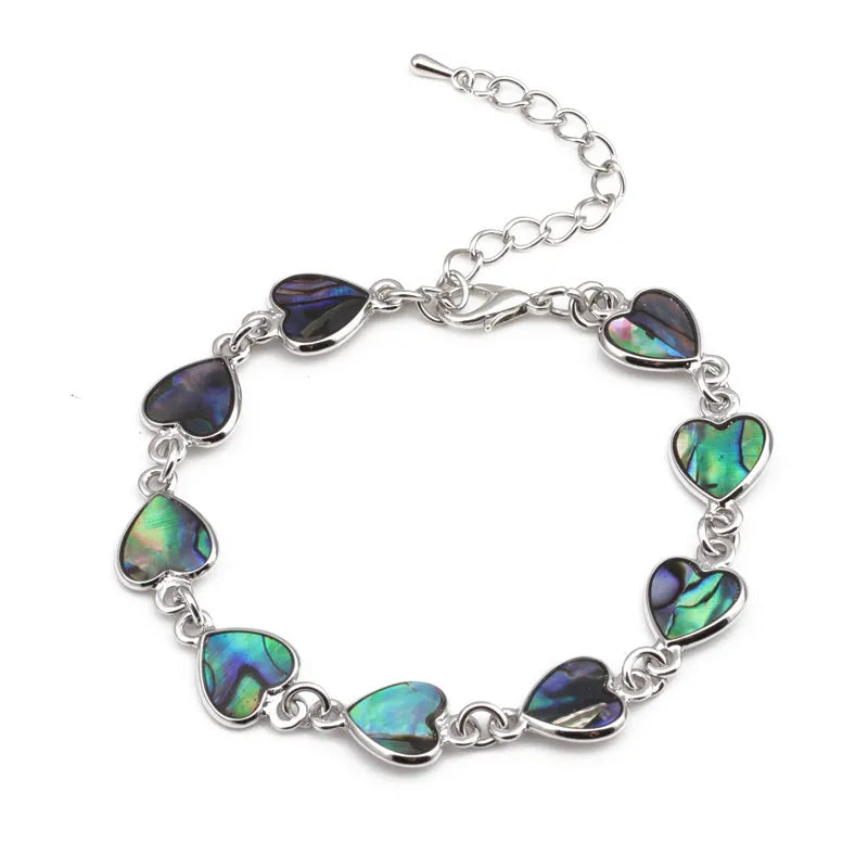 Hot Sell Pulsera Colorful Abalone Shells Adjustable Bracelet Heart Drop Shape Shell Bracelet for Women