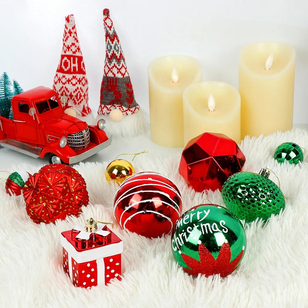 Ourwarm Christmas Baubles Decorations Plastic 8cm Hanging Box Set Tree Ornaments Shatterproof Christmas Balls
