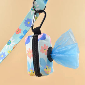 MIDEPET Flower Print Cute Design Dog Poop Bag Holder With Holder Zipper Portable Pet Dog Waste Bag Dispenser