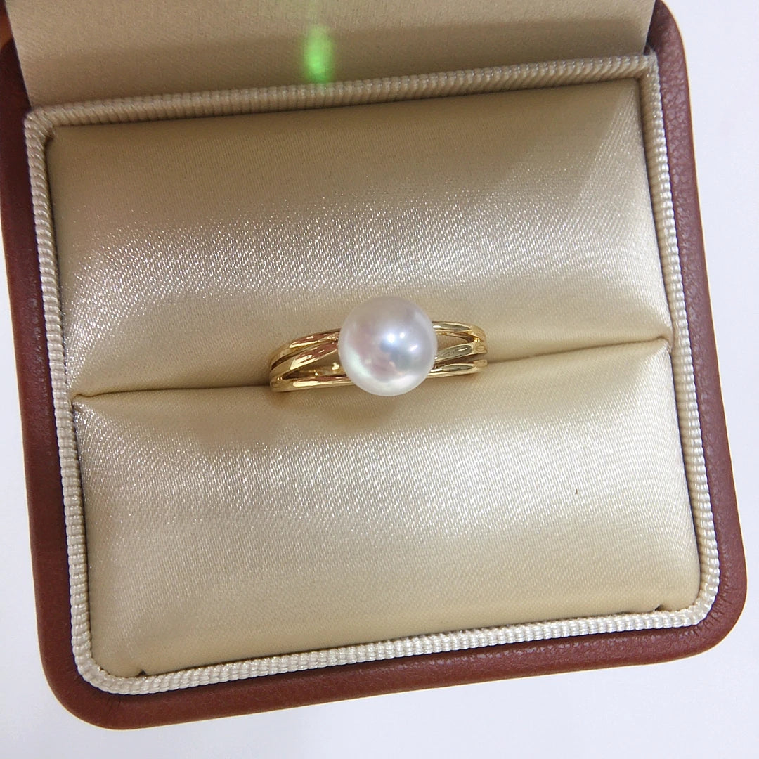 Hot Sale Simple Ring Jewelry 18K Gold Plated Natural Freshwater Pearl Ring for Women