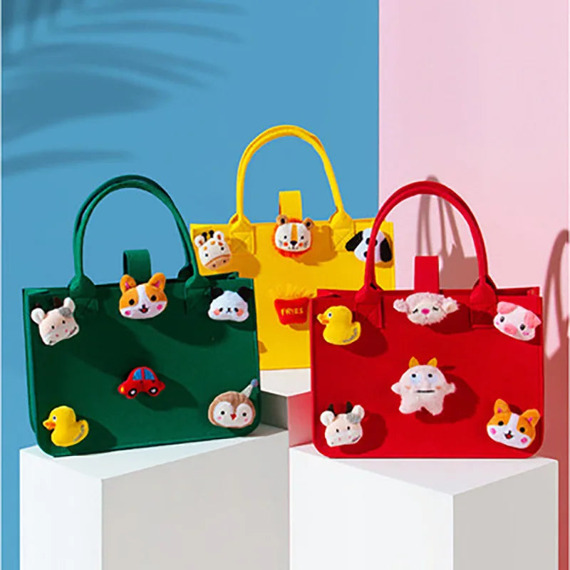 Felt Doll Gift Bag Wedding Gift Felt Beach Bag Handbags Cartoon Girls Gift Bags