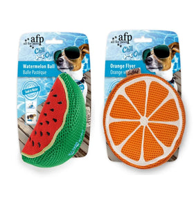 AFP Polyester Fruit Watermelon Orange Shapes Flyer Water Absorption Pet Chew Dog Play Toys Pet