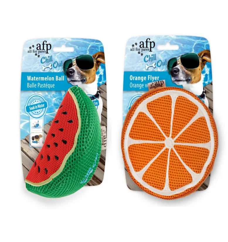 AFP Polyester Fruit Watermelon Orange Shapes Flyer Water Absorption Pet Chew Dog Play Toys Pet
