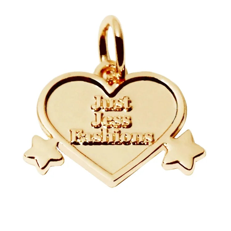 Diy Heart Shape Charms Making Gold Plated Handmade Jewelry Fitting Brand Alloy Pendant for Bracelet