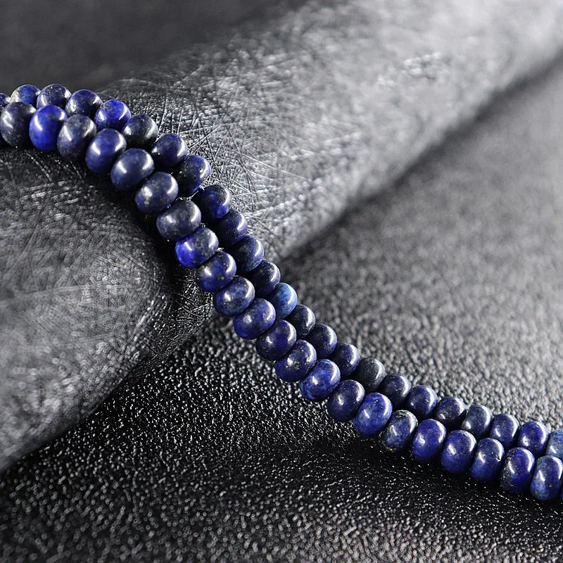 Natural Beads for Jewelry Making Customized Fashion Arts Craft Lapis Lazuli Rondelle Abacus Shape Wheel Spacer Loose Beads 15.5"
