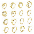 Wholesale Stainless Steel Open Adjustable Ring No Fade Gold Plated Butterfly Heart Ring for Women