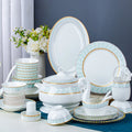 50 PCS Gold Rim Bone China Porcelain Dinner Plate Set Dinnerware Sets Wholesale Luxury Ceramic Tableware Set Wedding