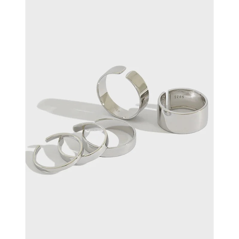 Wholesale Chunky Blank Finger Ring Width 2/3/6/9mm Minimalist S925 Sterling Silver Open Adjustable Rings YF3564