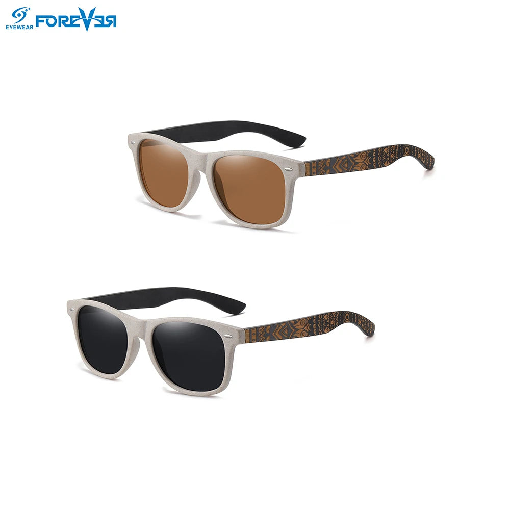 2024 Fashion Eco Friendly Recycled Custom Logo Polarized Wheat Straw Frame Wooden Sunglasses for Men and Women