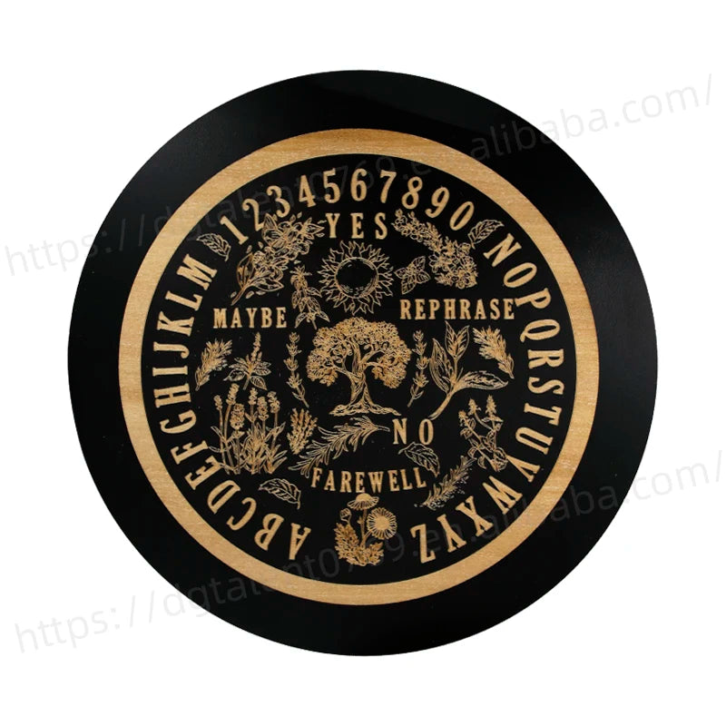 Tailai 8 Inch Wooden Round with Herbal and Tree Floral Gothic or Witch Decor Spirit Game Divination Tools