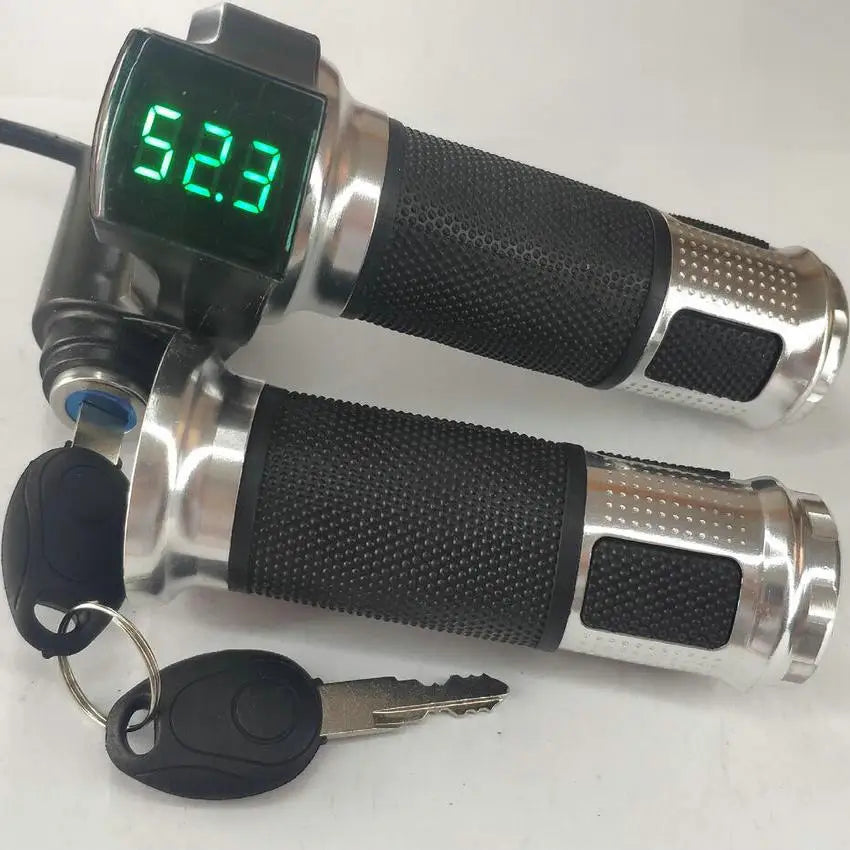12-100v Twist Throttle Accelerator With Led Digital Display Indicator&Lock for Electric Bike Scooter MTB Tricycle Gas Handle