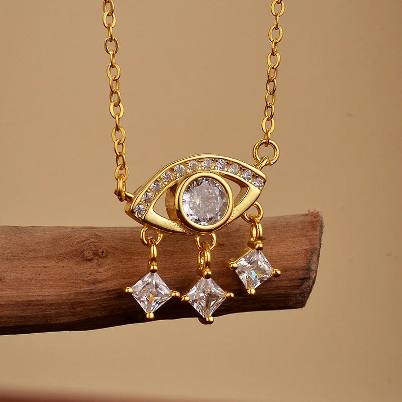 2025 New Fine Jewelry 925 Sterling Silver Custom Chain Luxury Design High End Trendy Eye Shape Pendant Necklaces for Women