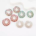 Fashion Statement Diamond Rotating Earrings Crystal Rhinestone Rotation Geometric Stud Earrings for Women